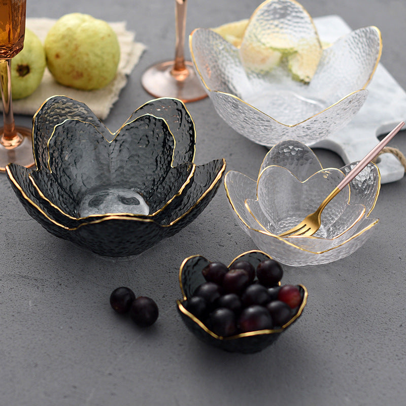 TEXTURED GLASS FLOWER PETAL BOWLS