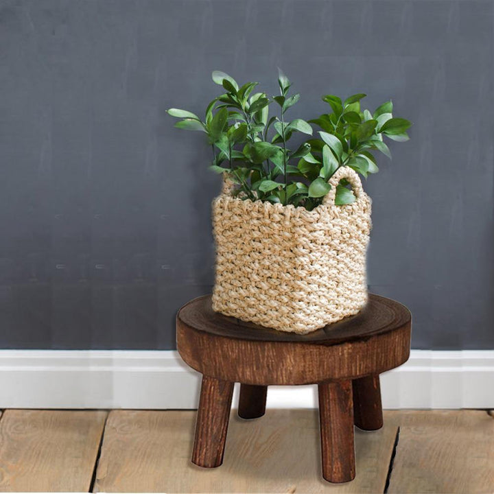 WOODEN PLANT STAND STOOL