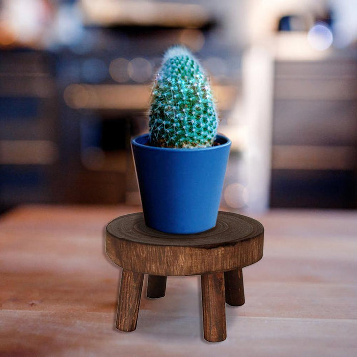 WOODEN PLANT STAND STOOL