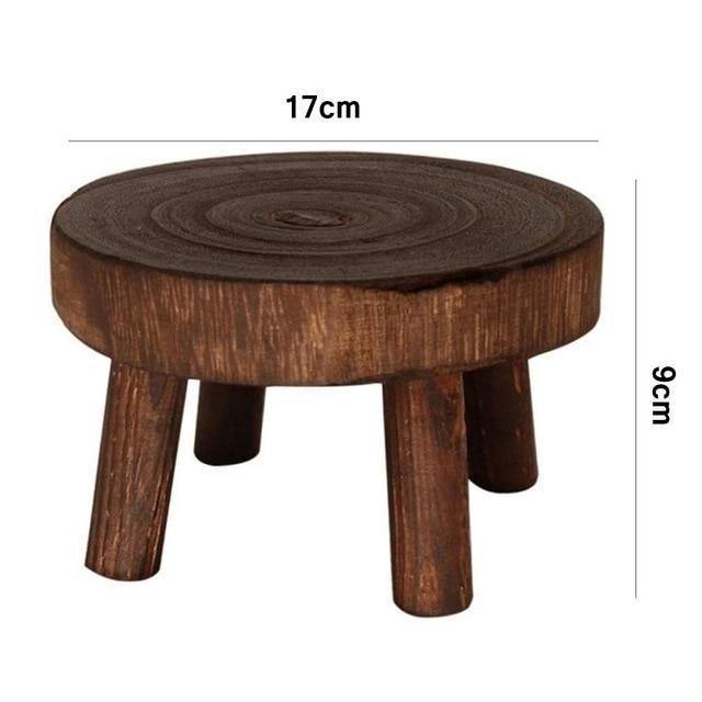 WOODEN PLANT STAND STOOL