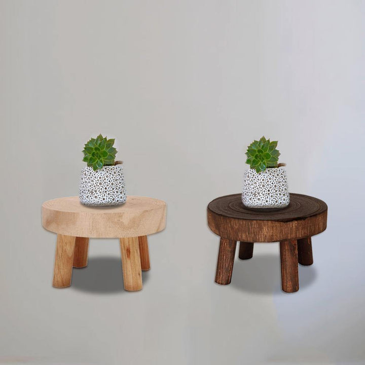 WOODEN PLANT STAND STOOL