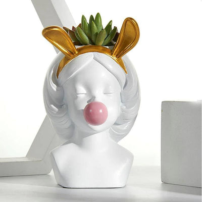 BUBBLE-BLOWING BABE BUST PLANTER VASE