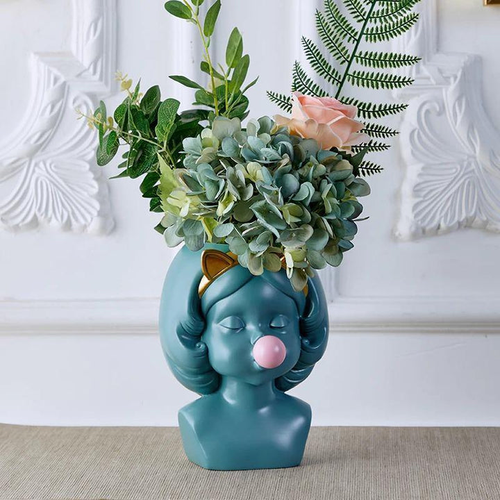 BUBBLE-BLOWING BABE BUST PLANTER VASE