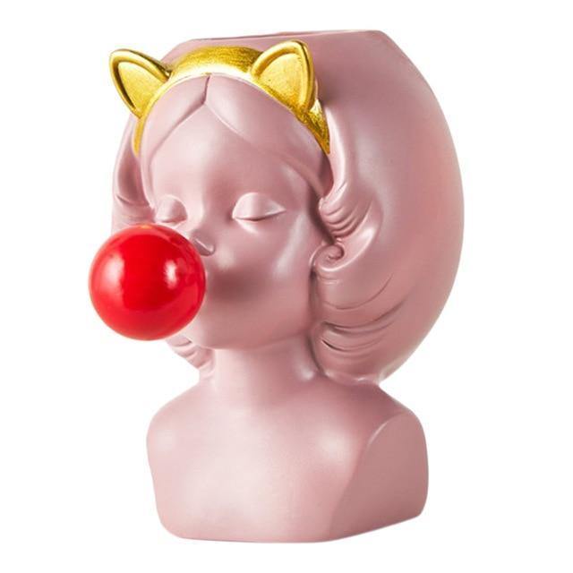 BUBBLE-BLOWING BABE BUST PLANTER VASE