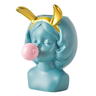 BUBBLE-BLOWING BABE BUST PLANTER VASE