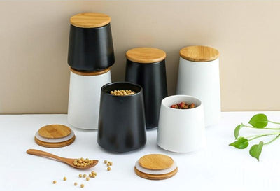 BAMBOO & CERAMIC STORAGE CONTAINERS