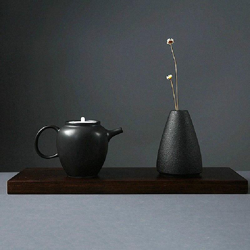 BLACK AS NIGHT TEXTURED CERAMIC VASES