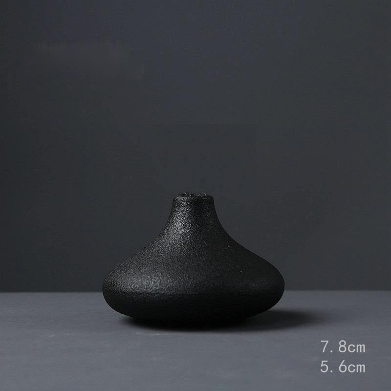 BLACK AS NIGHT TEXTURED CERAMIC VASES