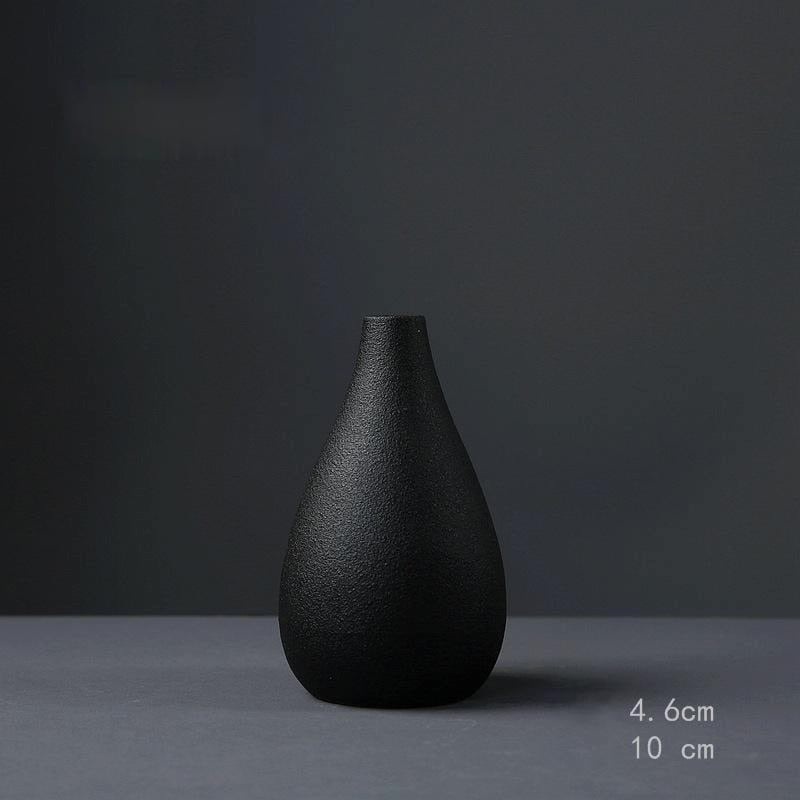 BLACK AS NIGHT TEXTURED CERAMIC VASES