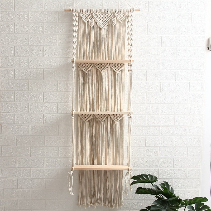 3-TIERS MACRAME HANGING SHELVES