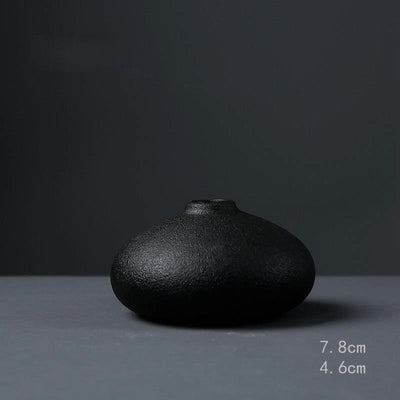 BLACK AS NIGHT TEXTURED CERAMIC VASES