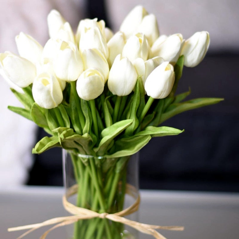 10-PIECE FAUX TULIPS ARTIFICIAL FLOWERS