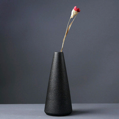 BLACK AS NIGHT TEXTURED CERAMIC VASES