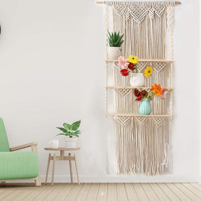 3-TIERS MACRAME HANGING SHELVES