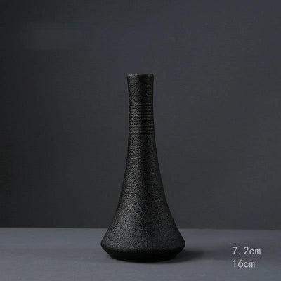 BLACK AS NIGHT TEXTURED CERAMIC VASES