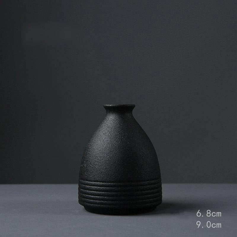 BLACK AS NIGHT TEXTURED CERAMIC VASES