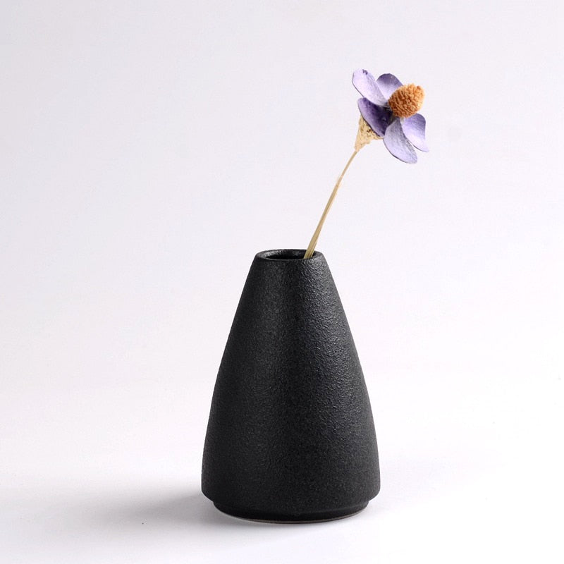 BLACK AS NIGHT TEXTURED CERAMIC VASES