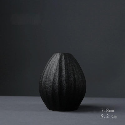 BLACK AS NIGHT TEXTURED CERAMIC VASES