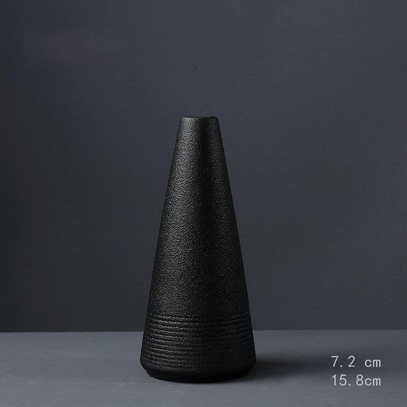 BLACK AS NIGHT TEXTURED CERAMIC VASES