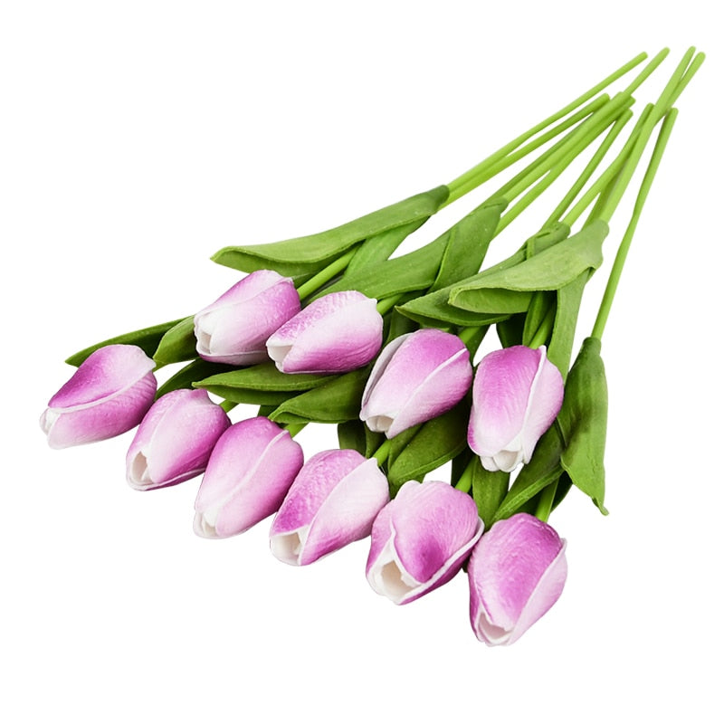 10-PIECE FAUX TULIPS ARTIFICIAL FLOWERS