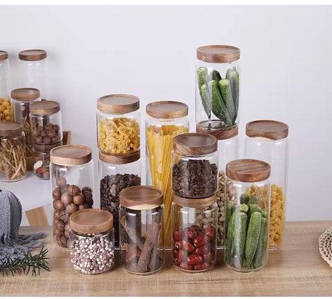 ACACIA GLASS STORAGE CONTAINERS