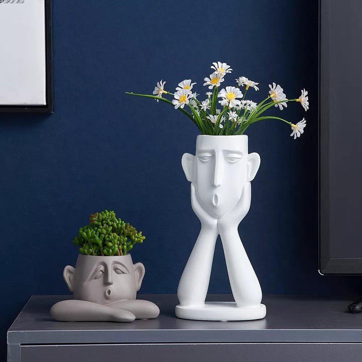 EMOTIONAL FACES PLANTER SCULPTURE TRIO