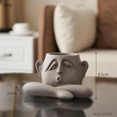 EMOTIONAL FACES PLANTER SCULPTURE TRIO