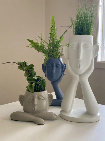 EMOTIONAL FACES PLANTER SCULPTURE TRIO