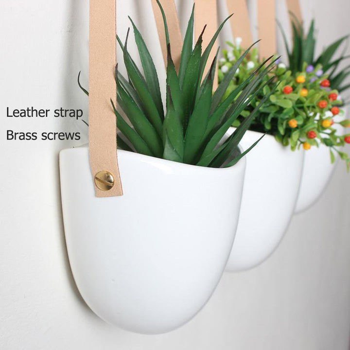 CERAMIC SATCHEL HANGING PLANTERS