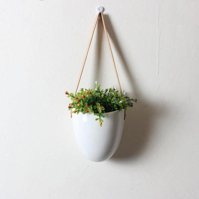 CERAMIC SATCHEL HANGING PLANTERS