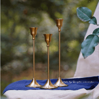 BRONZE METAL TAPER CANDLE STICK HOLDERS