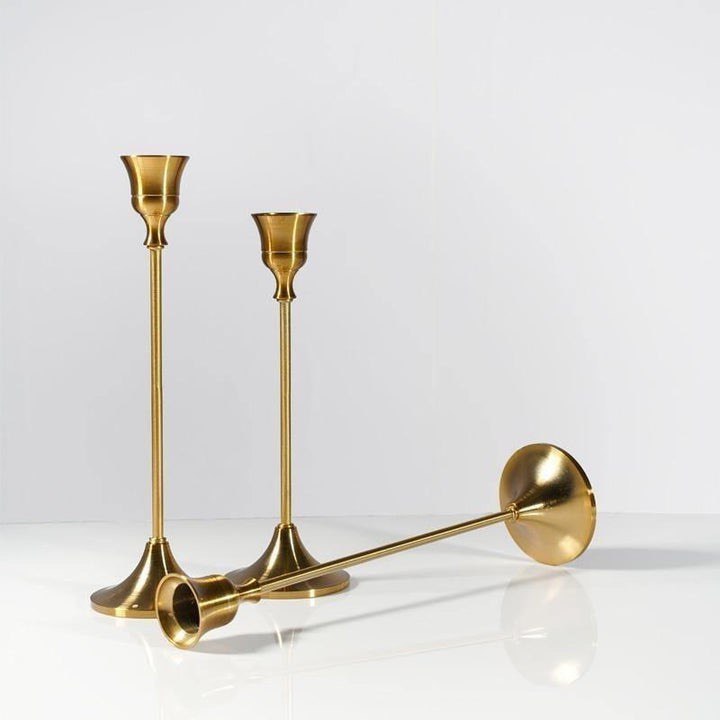 BRONZE METAL TAPER CANDLE STICK HOLDERS