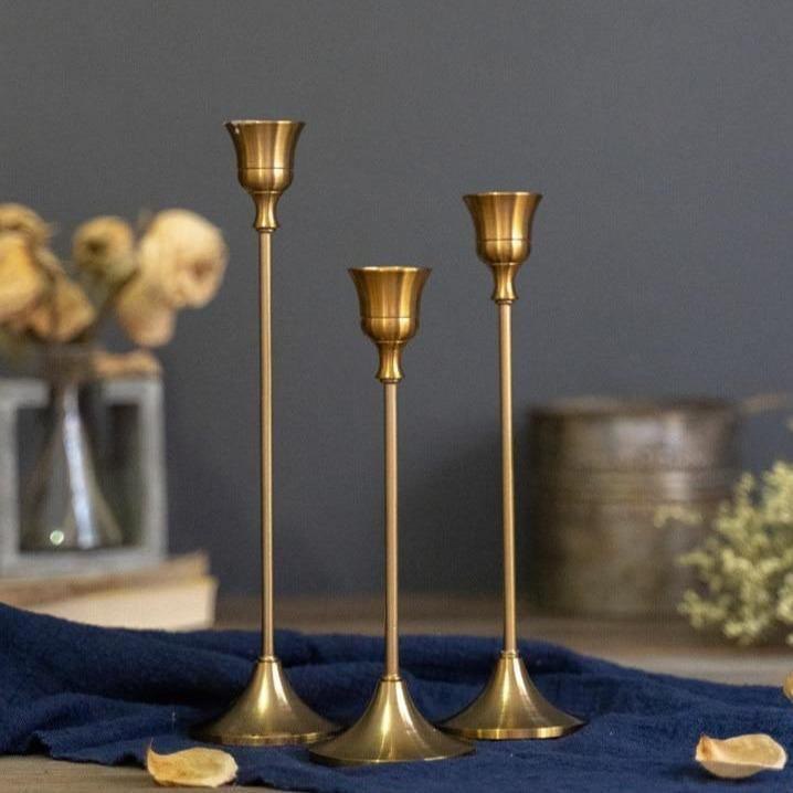 BRONZE METAL TAPER CANDLE STICK HOLDERS