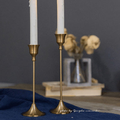 BRONZE METAL TAPER CANDLE STICK HOLDERS