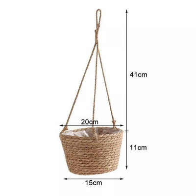 WOVEN JUTE ROPE HANGING PLANTER BASKET