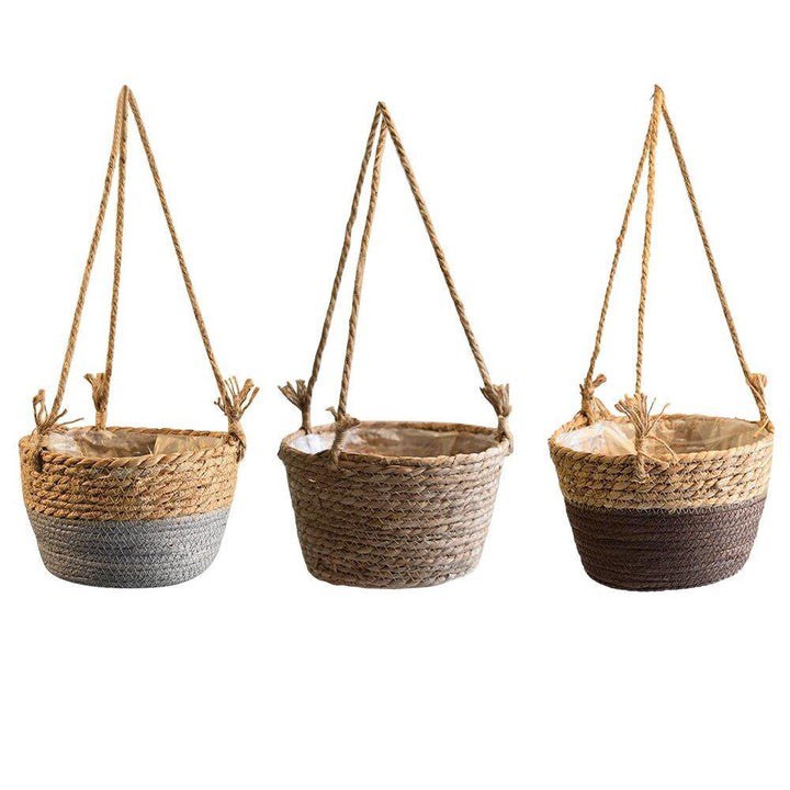 WOVEN JUTE ROPE HANGING PLANTER BASKET