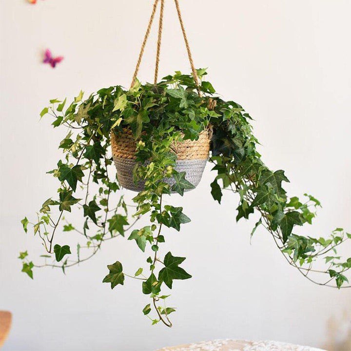 WOVEN JUTE ROPE HANGING PLANTER BASKET