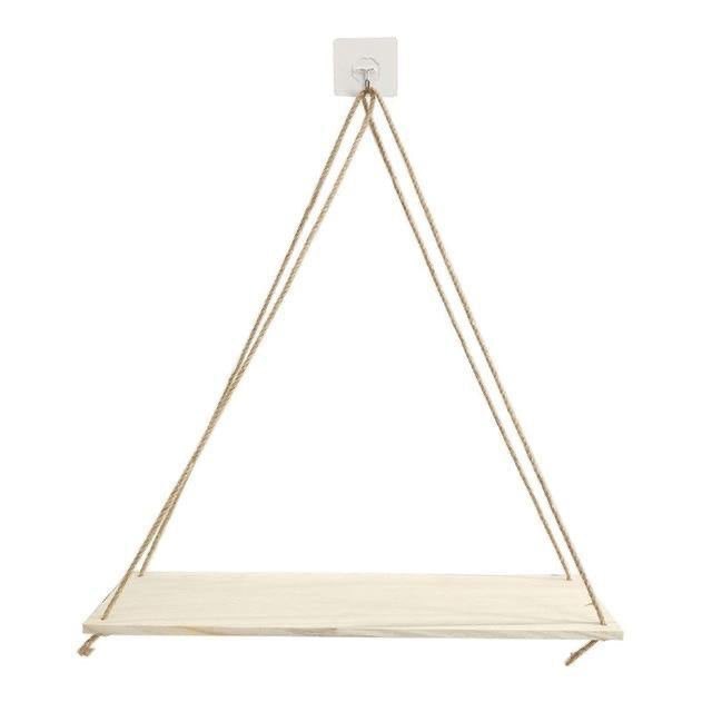 WOODEN ROPE SWING WALL-MOUNTED SHELF