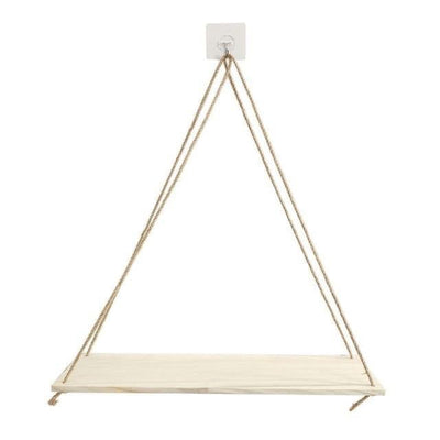 WOODEN ROPE SWING WALL-MOUNTED SHELF