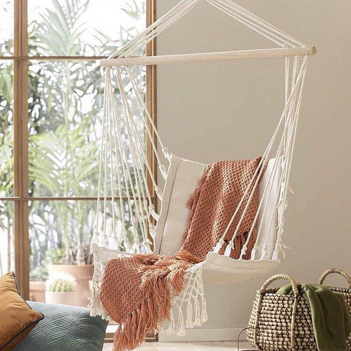 HANDMADE MACRAME HANGING HAMMOCK SWING CHAIR