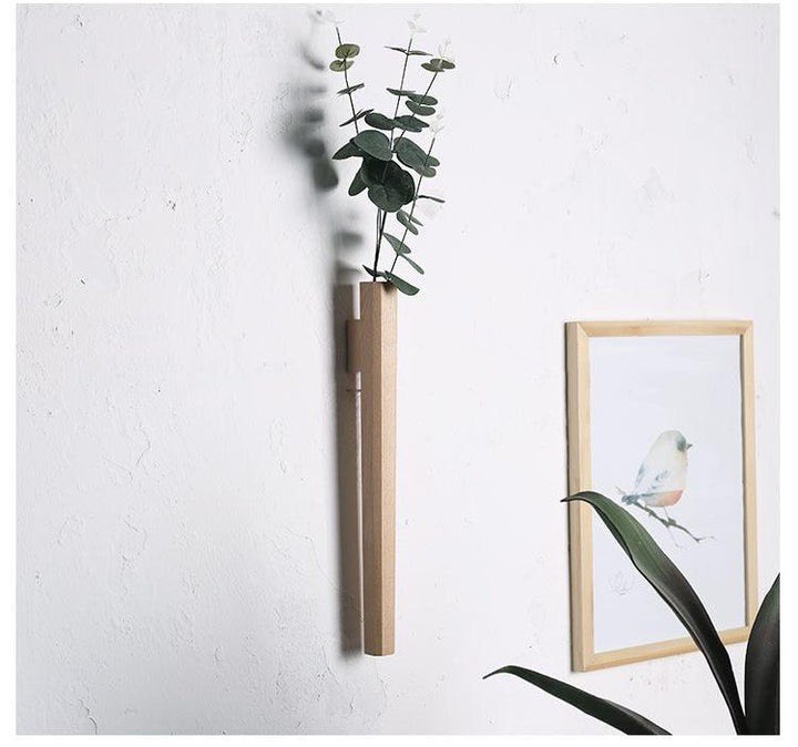 WOODEN WALL SPEAR VASE