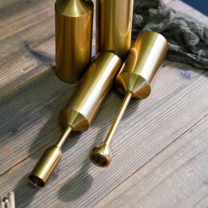 GOLD PILLAR CANDLE HOLDERS