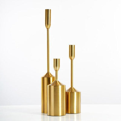 GOLD PILLAR CANDLE HOLDERS