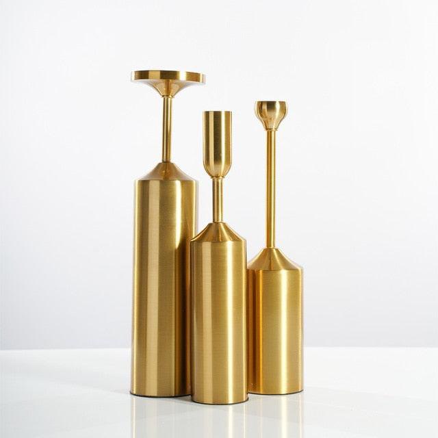 GOLD PILLAR CANDLE HOLDERS