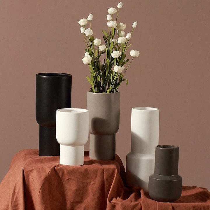 TAUPE MONOCHROME CERAMIC VASE