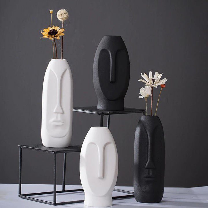 ABSTRACT LONG FACE CERAMIC VASE