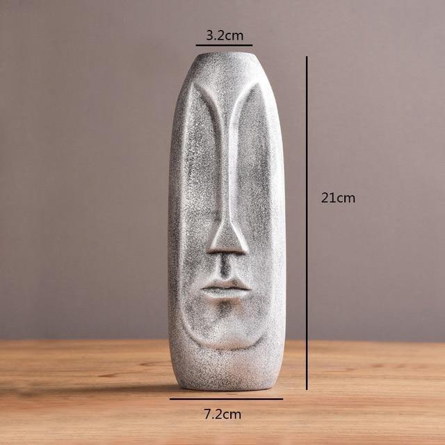 ABSTRACT LONG FACE CERAMIC VASE