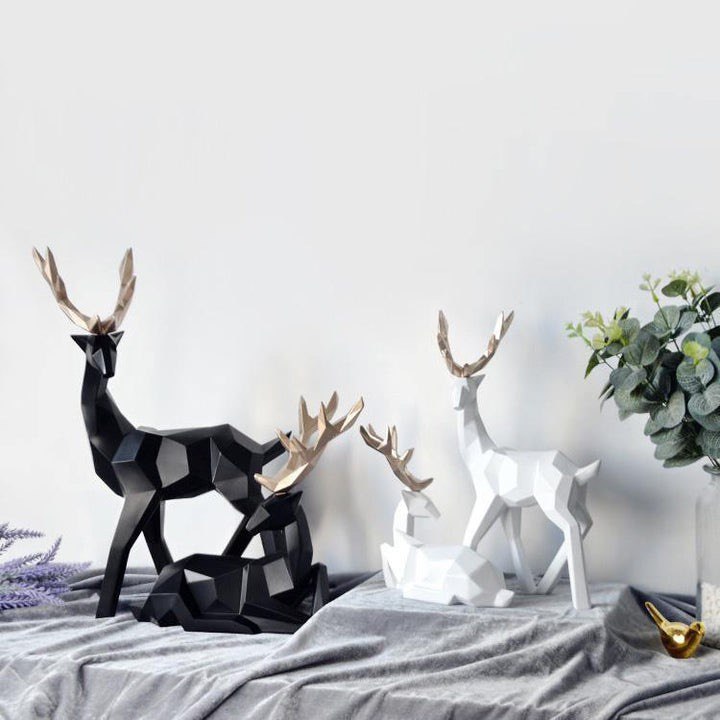 REINDEER SCANDINAVIAN SCULPTURE SET OF 2