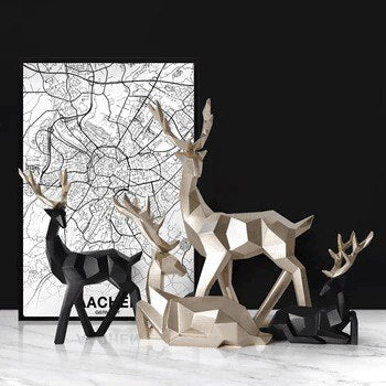 REINDEER SCANDINAVIAN SCULPTURE SET OF 2