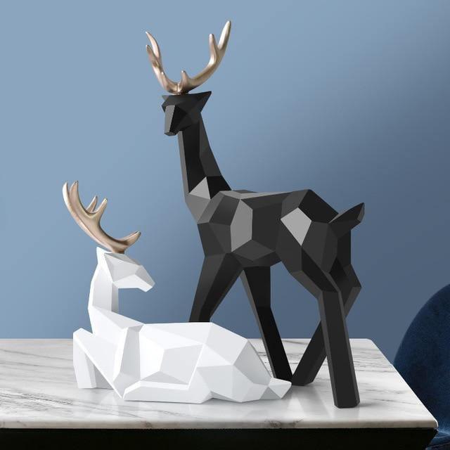 REINDEER SCANDINAVIAN SCULPTURE SET OF 2